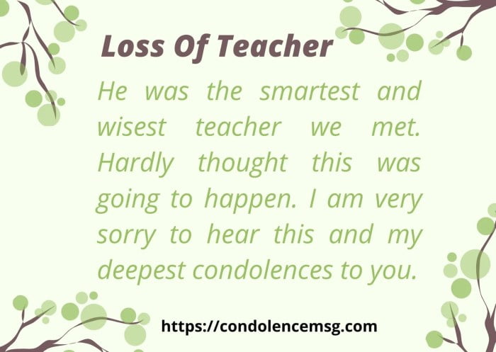 condolence messages for teacher