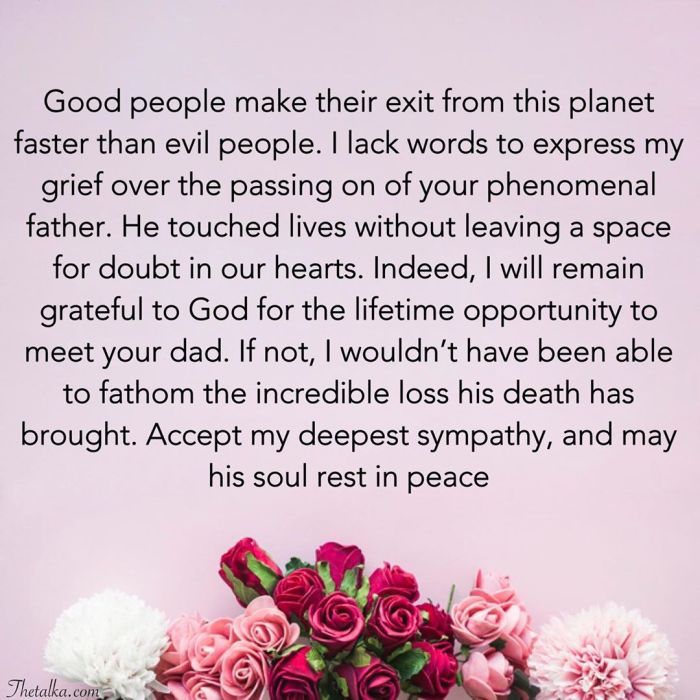 condolence messages for father