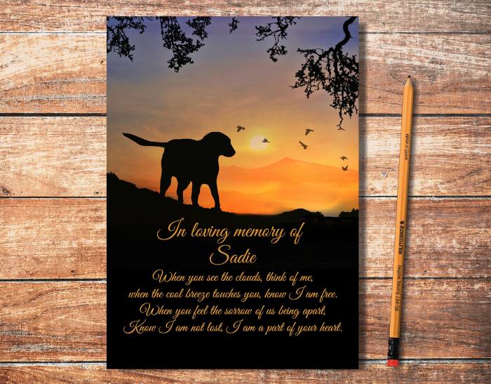 dog sympathy loss card memorial name